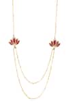 Buy_Kicky & Perky_Gold Plated Moissanite Lotus Pendant Necklace _Online_at_Aza_Fashions