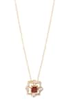 Shop_Kicky & Perky_Gold Plated Garnet And Moissanite Pendant Necklace _Online_at_Aza_Fashions
