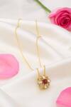 Shop_Kicky & Perky_Gold Plated Garnet And Moissanite Pendant Necklace 