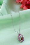 Shop_Kicky & Perky_Silver Plated Garnet And Moissanite Pendant Necklace 
