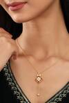 Buy_Kicky &amp; Perky_Gold Plated Moissanite Pendant Necklace _at_Aza_Fashions