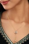 Buy_Kicky & Perky_Gold Plated Moissanite Lolite Pendant Necklace _at_Aza_Fashions