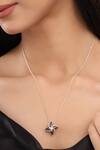Buy_Kicky & Perky_Silver Plated Contemporary Lolite Moissanite Pendant Necklace _at_Aza_Fashions