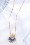 Kicky & Perky_Gold Plated Designer Moissanite Pendant Necklace _at_Aza_Fashions