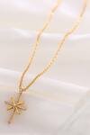 Kicky &amp; Perky_Gold Plated Moissanite Star Pendant Necklace _at_Aza_Fashions