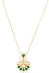 Shop_Kicky & Perky_Gold Moissanite Pendant Necklace _Online_at_Aza_Fashions