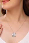 Buy_Kicky & Perky_Silver Plated Contemporary Floral Pendant Necklace _at_Aza_Fashions