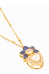 Shop_Kicky & Perky_Gold Plated Moissanite Pendant Necklace _Online_at_Aza_Fashions