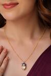 Buy_Kicky & Perky_Gold Plated Moissanite Pendant Necklace _at_Aza_Fashions