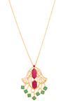 Buy_Kicky & Perky_Gold Plated Designer Moissanite Pendant Necklace _Online_at_Aza_Fashions