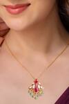 Buy_Kicky & Perky_Gold Plated Designer Moissanite Pendant Necklace _at_Aza_Fashions