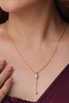 Buy_Kicky & Perky_Gold Moissanite And Pearl Pendant Necklace _at_Aza_Fashions