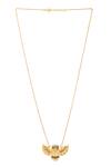 Shop_Kicky & Perky_Gold Plated Contemporary Moissanite Pendant Necklace _at_Aza_Fashions