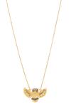 Shop_Kicky & Perky_Gold Plated Contemporary Moissanite Pendant Necklace _Online_at_Aza_Fashions