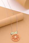 Buy_Kicky & Perky_Orange Contemporary Pendant Necklace With Pearls 