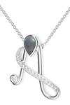 Shop_Kicky & Perky_Silver Plated Designer Moissanite Pendant Necklace _at_Aza_Fashions