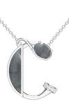 Shop_Kicky & Perky_Silver Plated Contemporary Moissanite Pendant Necklace _at_Aza_Fashions