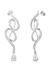 Buy_Kicky & Perky_Silver Plated Stones Contemporary Moissanite Dangle Earrings _at_Aza_Fashions