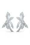 Shop_Kicky & Perky_Silver Plated Stones Designer Moissanite Stud Earrings _at_Aza_Fashions