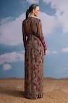 Shop_Nikita Mhaisalkar_Brown Geometric Draped Maxi Dress _at_Aza_Fashions