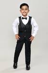 Petite Pomme_Black Velvet, Cotton Sequins Boys 3-piece Waistcoat Suit_at_Aza_Fashions