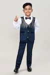 Arihant Rai Sinha_Turquoise Velvet, Cotton Boys Waistcoat Suit Set _at_Aza_Fashions
