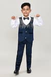 Buy_Arihant Rai Sinha_Turquoise Velvet, Cotton Boys Waistcoat Suit Set _at_Aza_Fashions