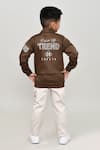 Shop_Arihant Rai Sinha_Brown Cotton Piping, Embroidery Boys Full Sleeves Jacket And Trouser Set _at_Aza_Fashions