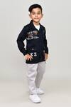 Buy_Petite Pomme_Navy , Satin Blue Jacket And Trouser Set