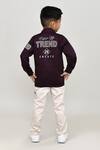 Shop_Petite Pomme_Wine Cotton Embroidery Boys Full Sleeves Jacket And Trouser Set_at_Aza_Fashions