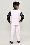Shop_Petite Pomme_Black Cotton Printed Waistcoat Suit With Bow Tie _at_Aza_Fashions
