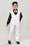 Buy_Petite Pomme_Black Cotton Printed Waistcoat Suit With Bow Tie _at_Aza_Fashions