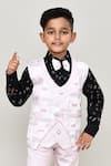 Buy_Petite Pomme_Black Cotton Printed Waistcoat Suit With Bow Tie 