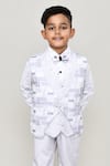 Petite Pomme_White Cotton Printed Waistcoat Suit For Boys _Online_at_Aza_Fashions