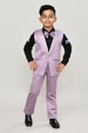 Buy_Arihant Rai Sinha_Black Cotton, Polyester Boys 3-piece Waistcoat Suit _at_Aza_Fashions
