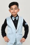 Arihant Rai Sinha_Blue , Satin Boys 3-piece Waistcoat Suit _Online_at_Aza_Fashions