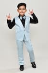 Buy_Arihant Rai Sinha_Blue , Satin Boys 3-piece Waistcoat Suit _Online_at_Aza_Fashions