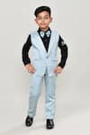 Buy_Arihant Rai Sinha_Blue , Satin Boys 3-piece Waistcoat Suit _at_Aza_Fashions