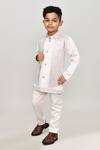 Shop_Petite Pomme_Beige Polyester Embroidery Solid Waistcoat And Trouser Set With Indo Blazer _Online_at_Aza_Fashions
