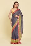 Buy_Naintara Bajaj_Purple Chanderi, Cotton Abstract Floral Detailed Saree With Running Blouse _at_Aza_Fashions