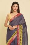 Buy_Naintara Bajaj_Purple Chanderi, Cotton Abstract Floral Detailed Saree With Running Blouse _Online_at_Aza_Fashions