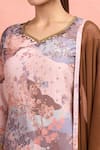 Samyukta Singhania_Multi Color Georgette Embroidery V-neck Digital Print Kurta Set _Online_at_Aza_Fashions