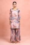 Buy_Samyukta Singhania_Multi Color Georgette Embroidery V-neck Digital Print Kurta Set _Online_at_Aza_Fashions