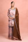 Shop_Samyukta Singhania_Multi Color Georgette Embroidery V-neck Digital Print Kurta Set _Online_at_Aza_Fashions