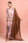 Buy_Samyukta Singhania_Multi Color Georgette Embroidery V-neck Digital Print Kurta Set 