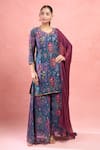 Samyukta Singhania_Multi Color Georgette Embroidery Digital Printed Kurta Set _at_Aza_Fashions