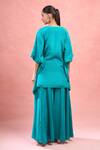 Shop_Samyukta Singhania_Green Crepe Tassels, Embroidery Round Neck Rama Kaftan And Palazzo Set _at_Aza_Fashions