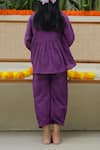 Shop_Petite Pomme_Purple Cotton Embroidery Flamingo Charm Peplum Set _at_Aza_Fashions
