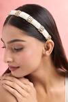 Nazaakat By Samara Singh_Gold Stones, Pearls Polki And Japanese Hair Band _Online_at_Aza_Fashions