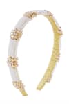 Nazaakat By Samara Singh_Gold Stones, Pearls Polki And Japanese Hair Band _at_Aza_Fashions